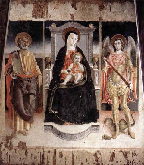 Lorenzo Veneziano Madonna Enthroned with the Infant Christ, St Peter and St Michael oil painting image